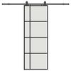 vidaXL Stumdomos durys su įrangos rinkiniu, juodas, 76x205 cm, ESG ir