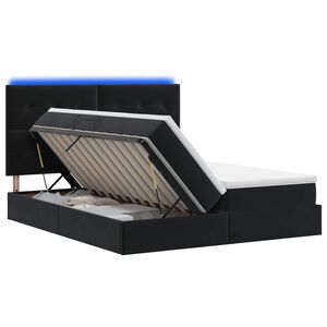 vidaXL LED saugojimo lova su čiužiniu Juoda 180 x 200 cm Aksomas