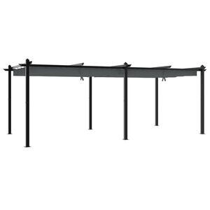 vidaXL Sodo pavėsinė su i&scaron;traukiamu stogu, antracito, 3x6m, aliuminis