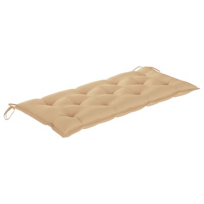 vidaXL Supamas suoliukas su smėlio spalvos pagalvėle, 120cm, tikmedis