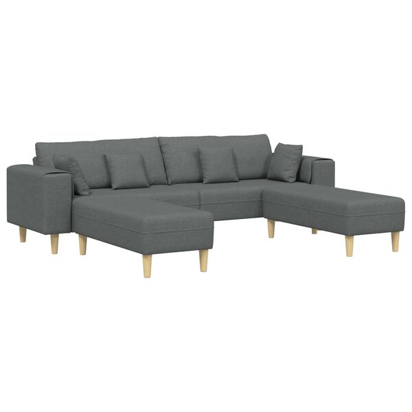 vidaXL Sofa su pagalve 3 pcs Tamsiai pilka audinys
