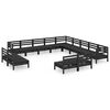 vidaXL Sodo poilsio baldų komplektas, 13 dalių, juodas, pu&scaron;ies masyvas