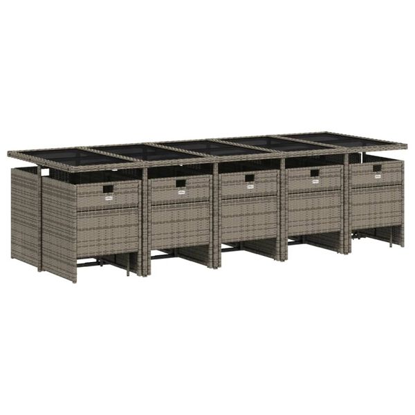 vidaXL Sodo komplektas su pagalvėlėmis, 15 dalių, pilkas, poliratanas