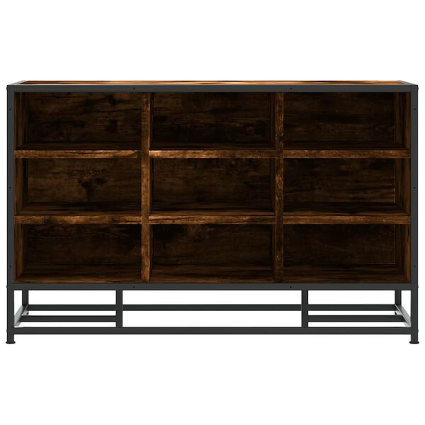 vidaXL Batų suoliukas, dūminio ąžuolo, 84x40x53,5 cm, mediena/metalas