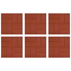 vidaXL Žingsnių akmuo 6 pcs Raudona 40,5 x 40,5 x 2 cm Guma