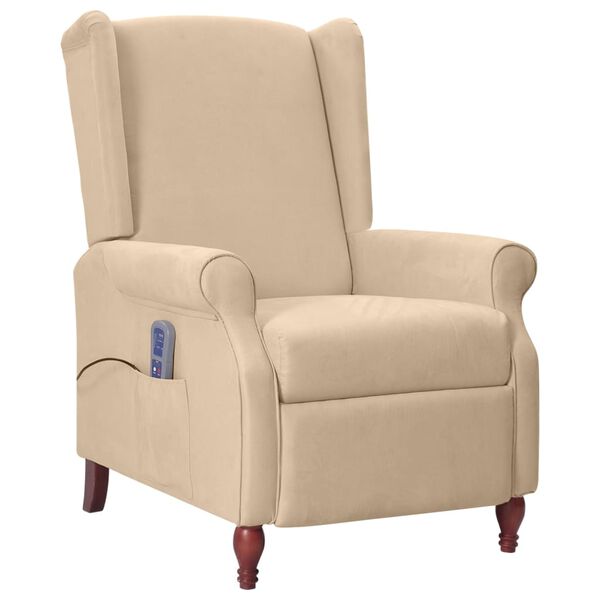 vidaXL Atlošiamas masažinis krėslas, taupe spalvos, mikropluoštas