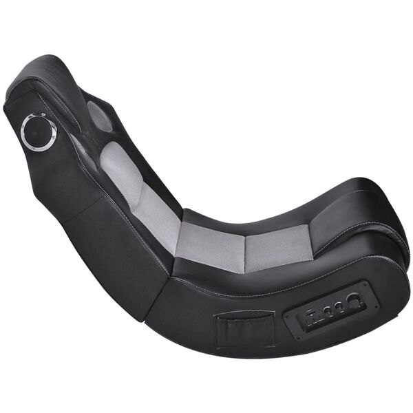 vidaXL Supama kėdė, juoda ir pilka, garso jungtis, dirbtinė oda