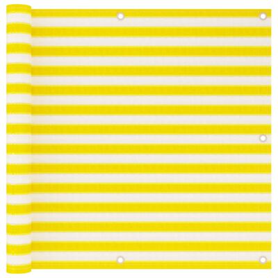 vidaXL Balkono pertvara, geltonos ir baltos spalvos, 90x500cm, HDPE