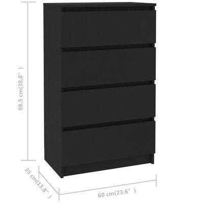 vidaXL Šoninė spintelė, juodos spalvos, 60x35x98,5 cm, mediena
