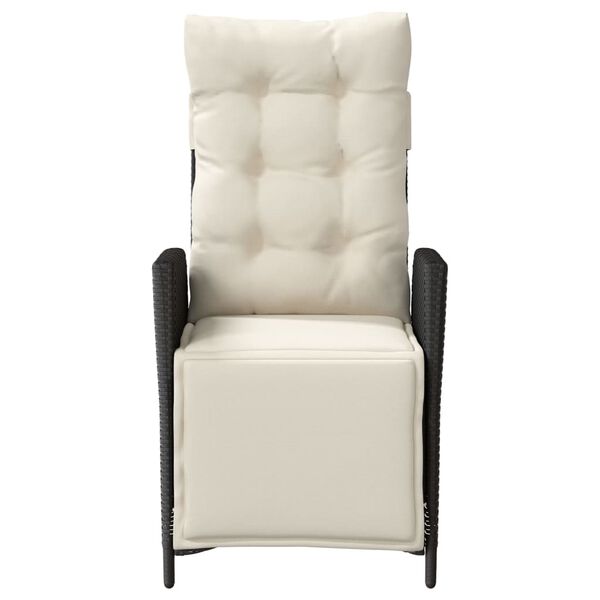 vidaXL Atlošiama sodo kėdė su pakoja, juodos spalvos, poliratanas