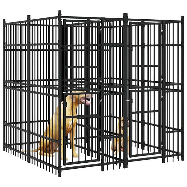 vidaXL Lauko voljeras &scaron;unims, plienas, 3,69m&sup2;