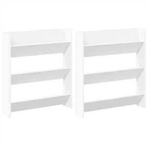 vidaXL Sieninės spintelės batams, 2vnt., baltos, 80x18x90cm, MDP