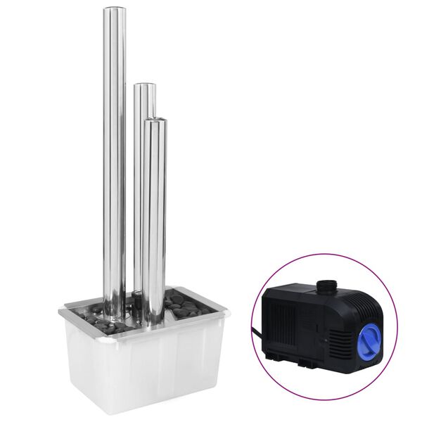 vidaXL Sodo fontanas, sidabrinis, 48x34x123cm, nerūdijantis plienas