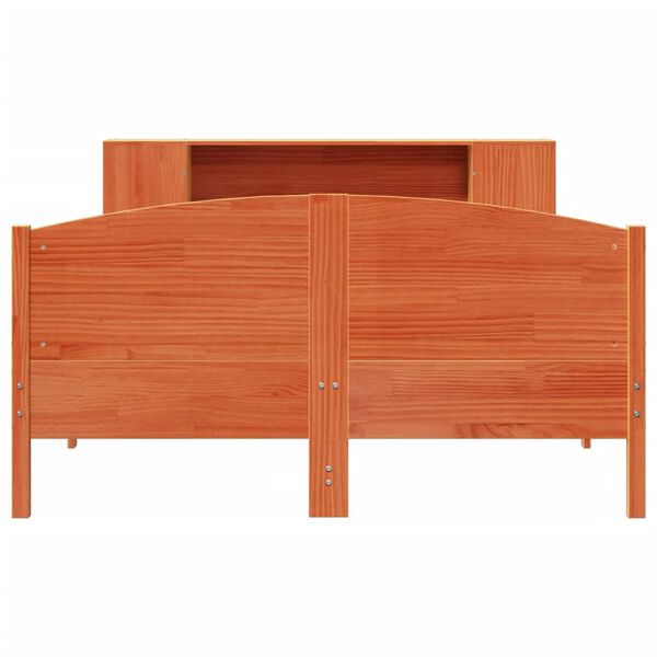 vidaXL Lova su knygų spinta be čiužinio, ruda, 160x200cm, pu&scaron;is