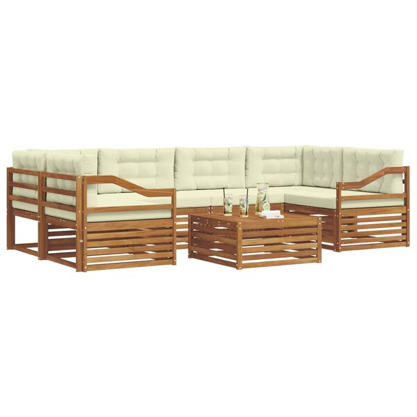 vidaXL Lauko sofos komplektas su pagalve 7 pcs Natūralus ir grietinėlė