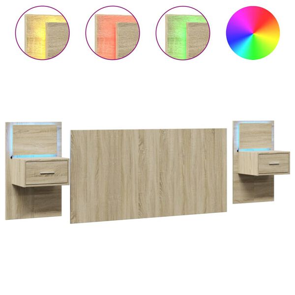 vidaXL Lovos galvūgalis su spintelėmis, ąžuolo, 160cm, mediena