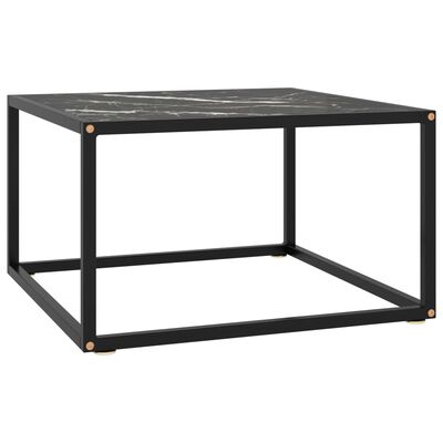 vidaXL Kavos staliukas su juodo marmuro stiklu, juodas, 60x60x35cm