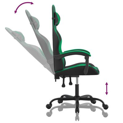 vidaXL Pasukama žaidimų kėdė, juodos ir žalios spalvos, dirbtinė oda