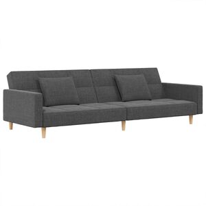 vidaXL Dvivietė sofa-lova su dvejomis pagalvėmis, pilka, audinys