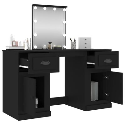 vidaXL Kosmetinis staliukas su LED, juodas, 130x50x132,5cm