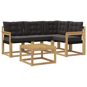 vidaXL Lauko sofos komplektas su pagalve 5 pcs Balta ir juoda