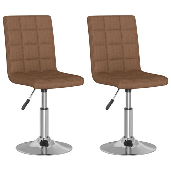 vidaXL Pasukamos valgomojo kėdės, 2vnt., rudos spalvos, audinys