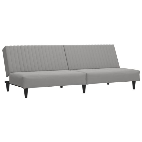 vidaXL Dvivietė sofa-lova, &scaron;viesiai pilkos spalvos, aksomas