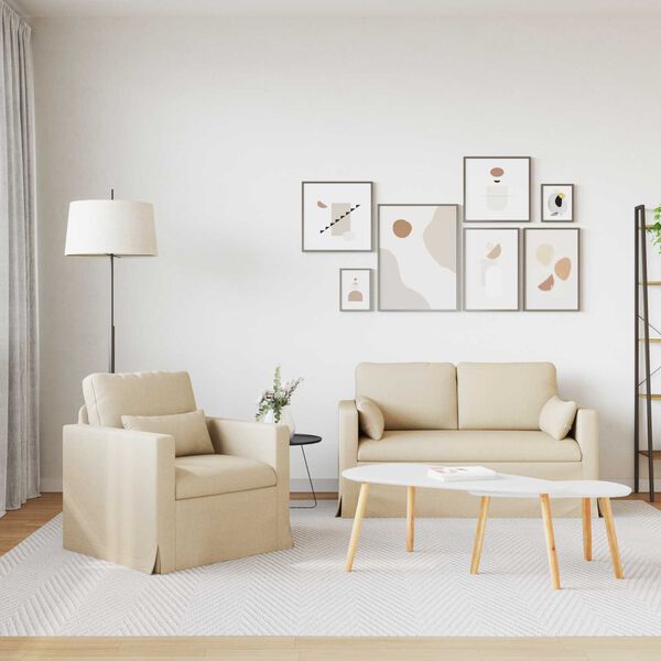 vidaXL Sofa 2 pcs Kreminė 139 x 78 x 80 cm audinys