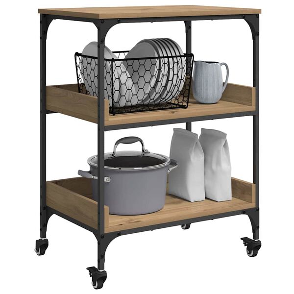 vidaXL Virtuvės vežimėlis Amatininkų ąžuolas 60 x 41 x 80.5 cm