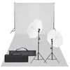 vidaXL Fotostudijos rinkinys su ap&scaron;vietimo rinkiniu ir fonu