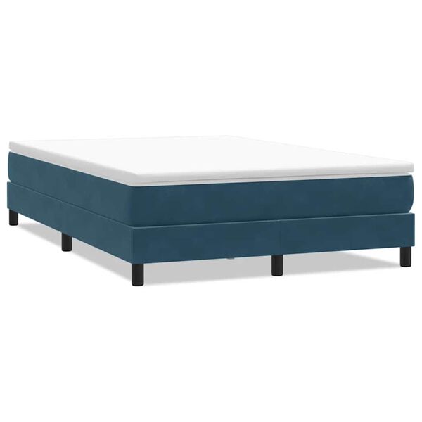vidaXL Box Spring Lova be čiužinio Tamsiai mėlyna 160x220 cm aksomas