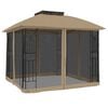 vidaXL Pavėsinė su stogu ir sienomis, taupe, 2,94x2,94m, plienas