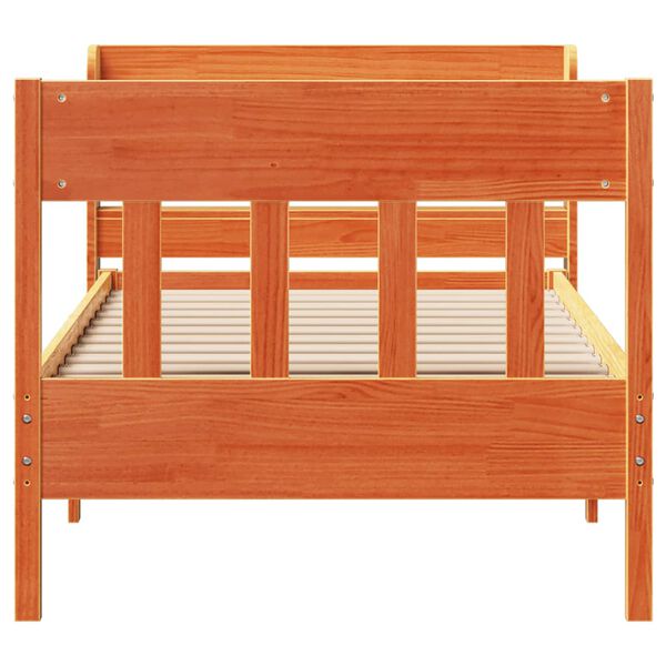 vidaXL Lovos rėmas be čiužinio, va&scaron;ko ruda, 90x200cm, pu&scaron;ies masyvas