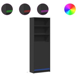 vidaXL Komoda su LED, juodos spalvos, 69x32,5x200cm, apdirbta mediena