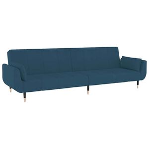 vidaXL Dvivietė sofa-lova su dvejomis pagalvėmis, mėlyna, aksomas