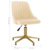 vidaXL Pasukamos valgomojo kėdės, 2vnt., kreminės spalvos, aksomas