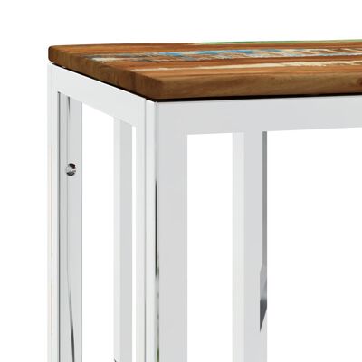 vidaXL Konsolinis staliukas, sidabrinis, plienas ir perdirbta mediena