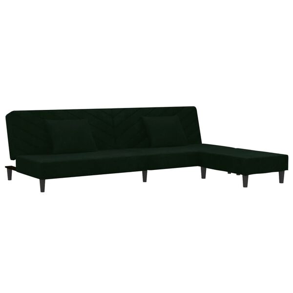 vidaXL Dvivietė sofa-lova su dvejom pagalvėm/pakoja, žalia, aksomas