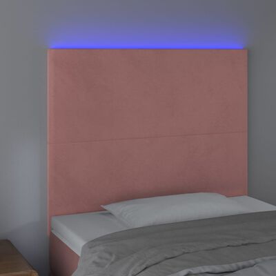 vidaXL Galvūgalis su LED, rožinės spalvos, 100x5x118/128cm, aksomas