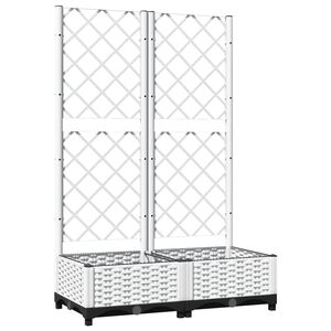 vidaXL Sodo lovelis su treliažu, baltos spalvos, 80x40x121,5cm, PP