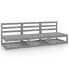 vidaXL Trivietė sodo sofa, pilkos spalvos, pu&scaron;ies medienos masyvas