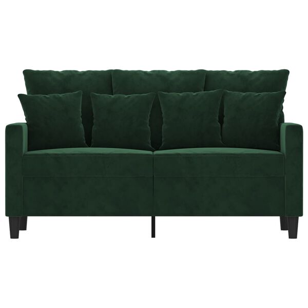 vidaXL Dvivietė sofa, tamsiai žalios spalvos, 120cm, aksomas
