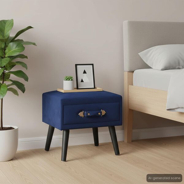 vidaXL Naktinis staliukas, mėlynas, 40x35x40cm, aksomas