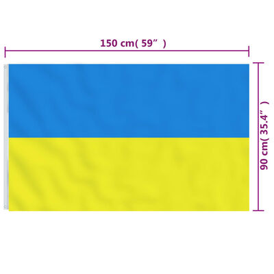 vidaXL Ukrainos vėliava su žalvarinėmis įvorėmis, 90x150cm