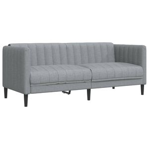 vidaXL Dvivietė sofa, &scaron;viesiai pilkos spalvos, audinys