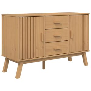 vidaXL &Scaron;oninė spintelė OLDEN, ruda, 114x43x73,5cm, pu&scaron;ies masyvas