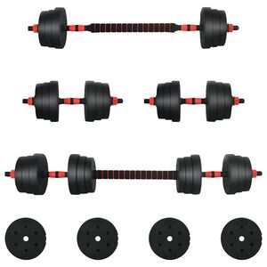 vidaXL 2-in-1 hantelių rinkinys 30kg Juoda ir raudona