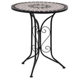 vidaXL Mozaikinis bistro staliukas, pilkos spalvos, 60cm, keramika