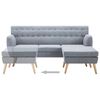 vidaXL L-formos sofa, aud. apmu&scaron;al., 171,5x138x81,5cm, &scaron;viesiai pilka