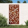 vidaXL Sodo sienos dekoracija, 105x55cm, corten plienas, bambukas